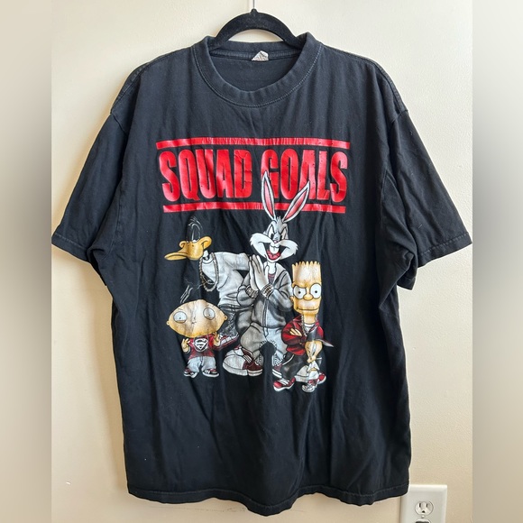 Squad Goals Cartoon Character Graphic Tee T-Shirt - Picture 1 of 5